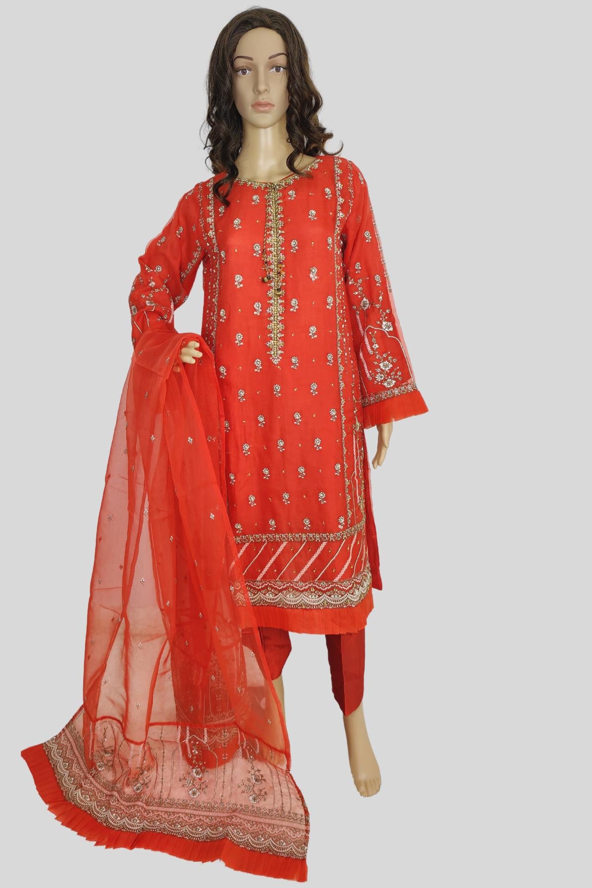3 Piece Embroidered Organza Suit