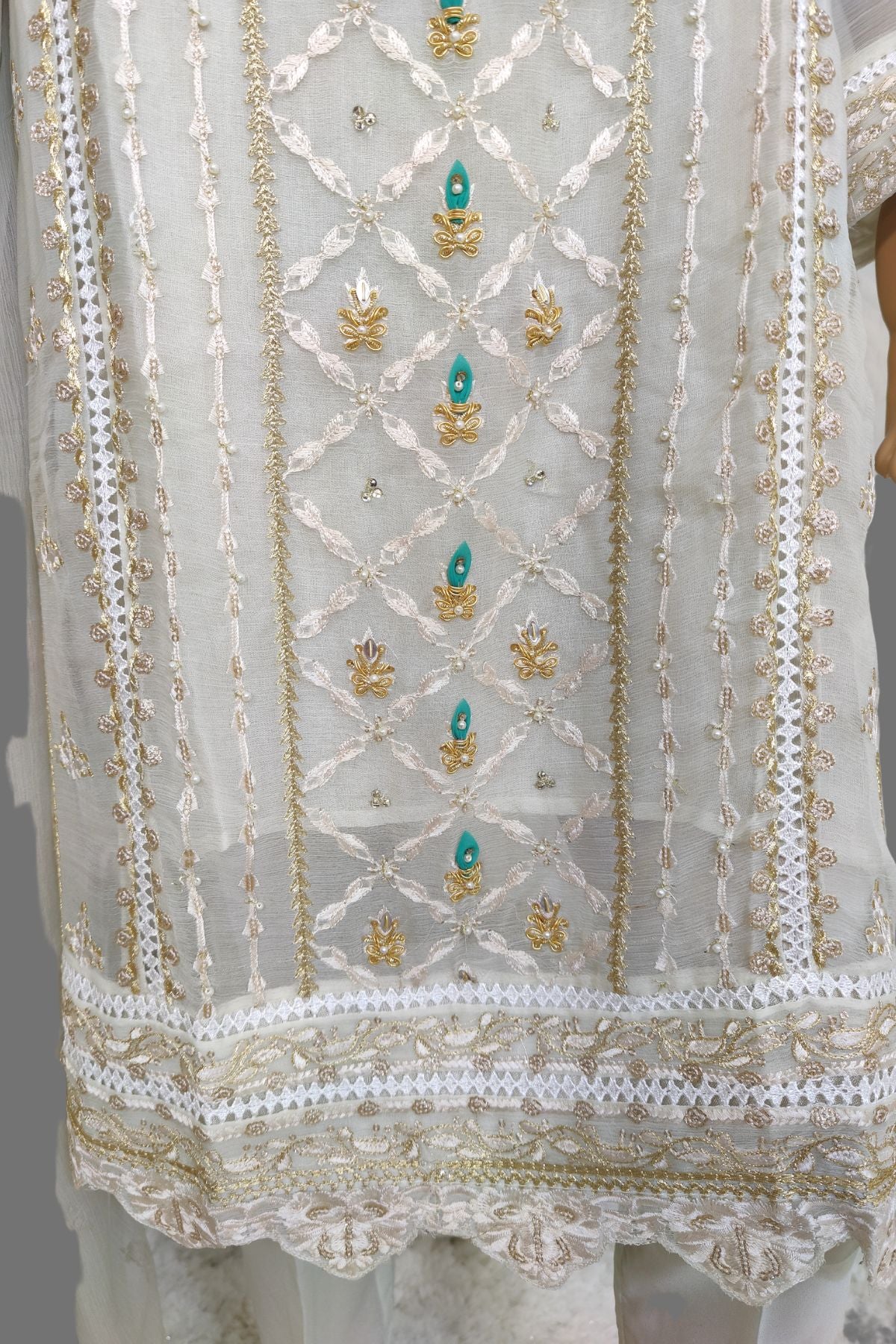 3 Piece Embroidered Chiffon Suit