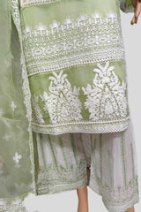 3 Piece Embroidered Organza Suit