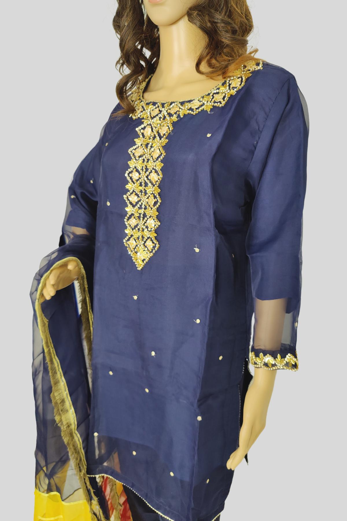 3 Piece Embroidered Organza Suit