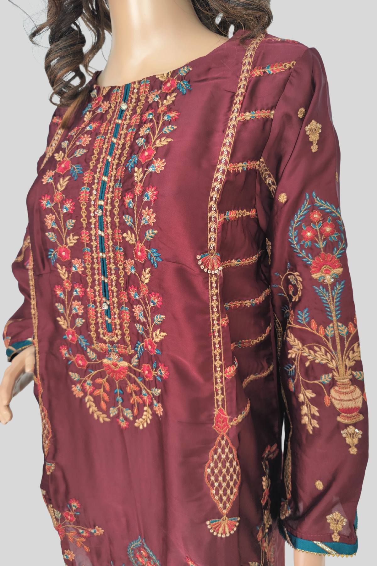 1 Piece Embroidered Silk Shirt/Kurta