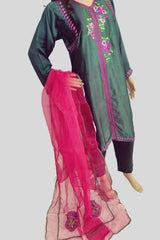 3 Piece Embroidered Silk Suit