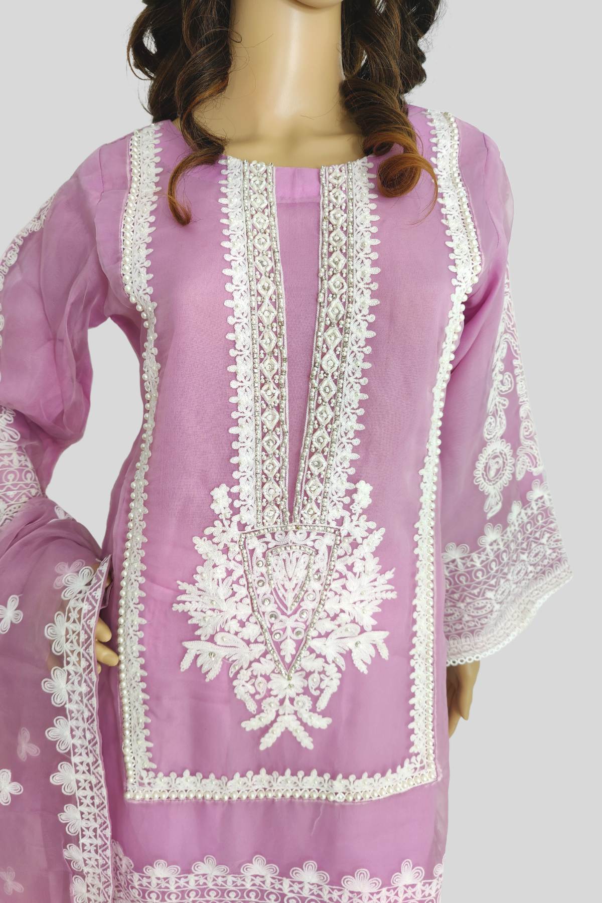 3 Piece Embroidered Organza Suit