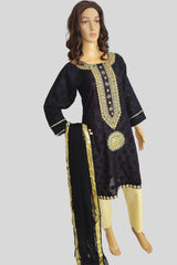 3 Piece Embroidered Brocia Cotton Suit