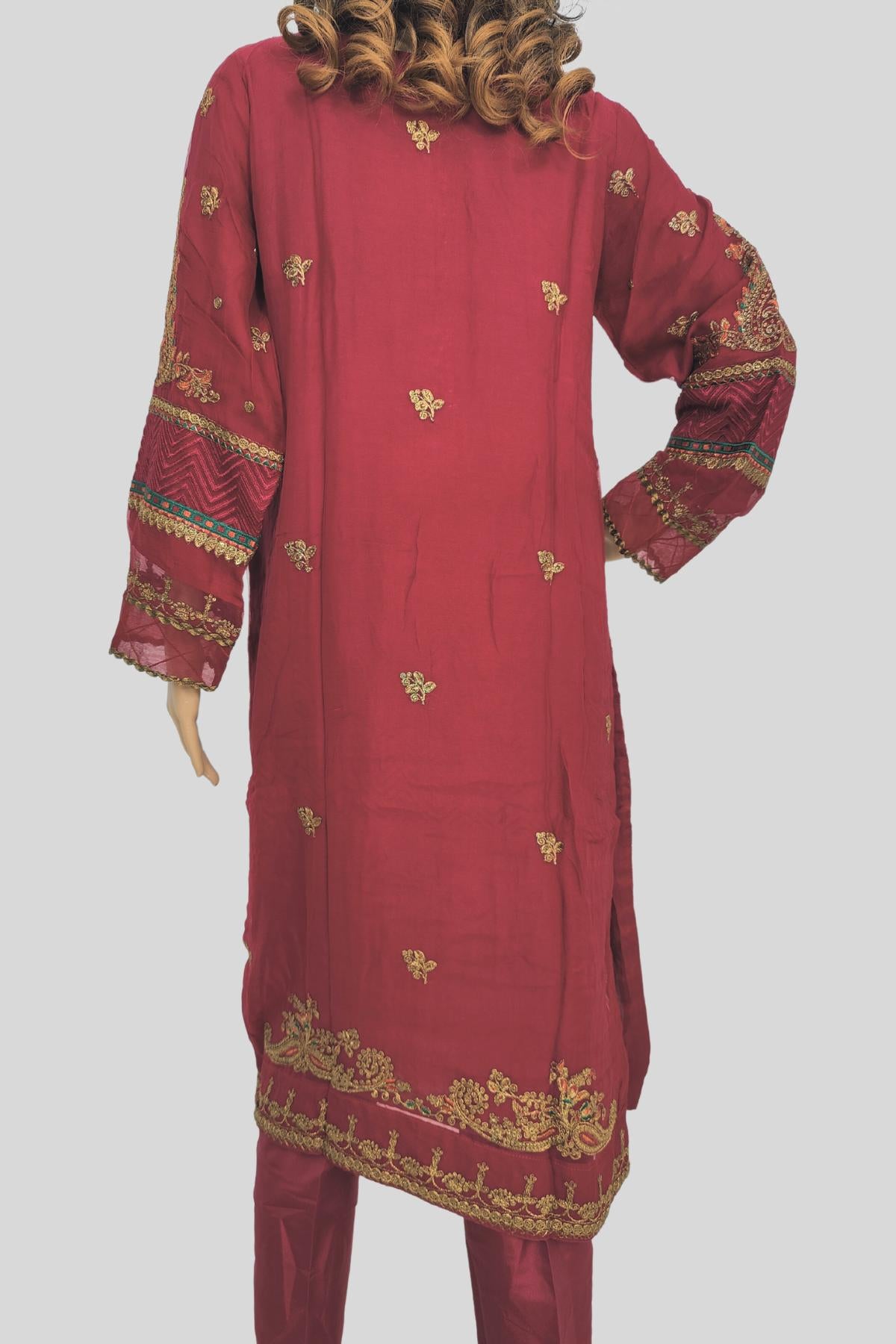 3 Piece Embroidered Chiffon Suit