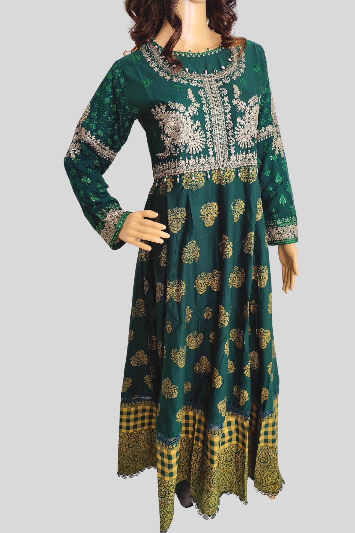 3 Piece Embroidered Chiffon/Cotton Dress