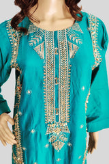 3 Piece Embroidered Paper Cotton Suit