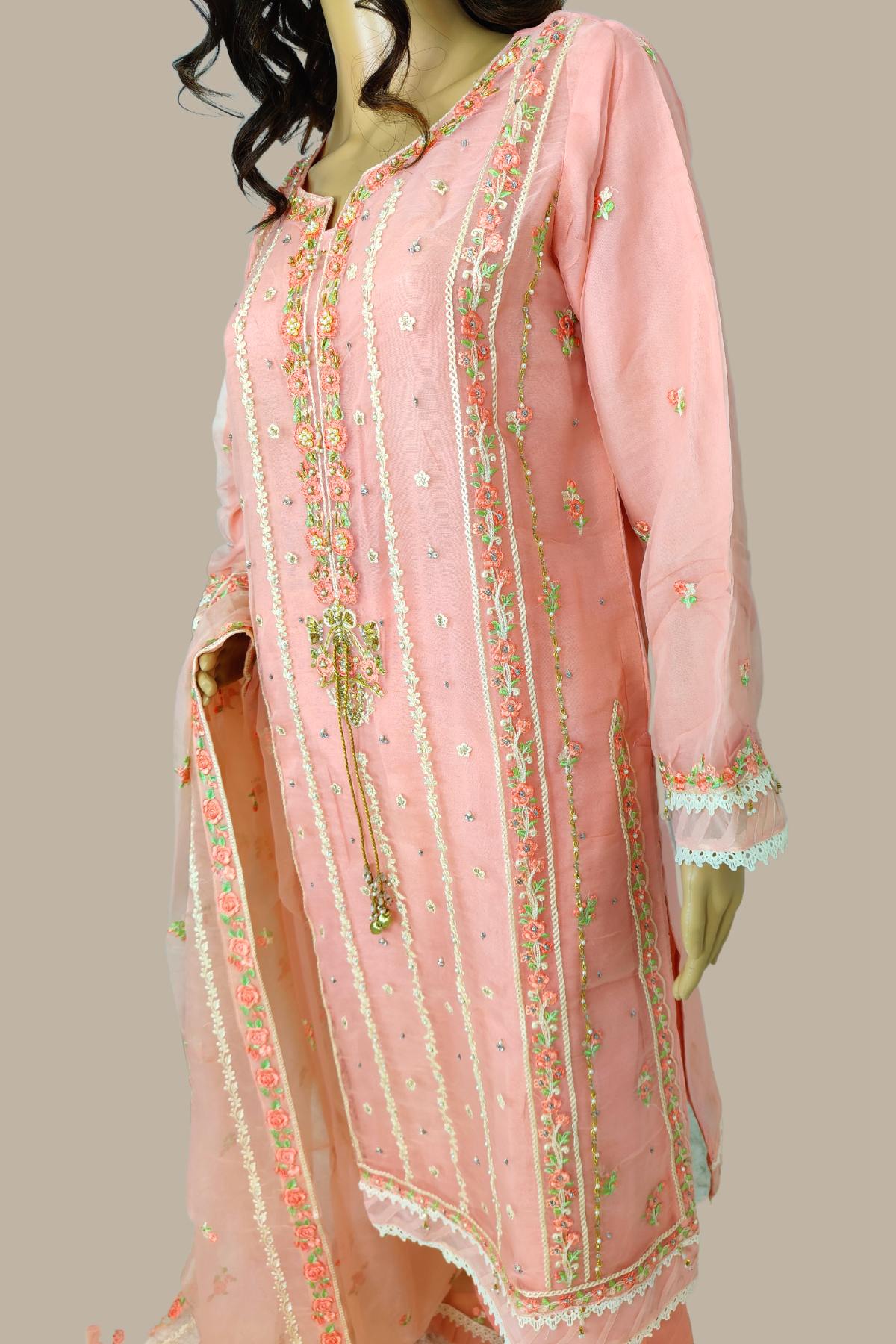 3 Piece Embroidered Organza Suit