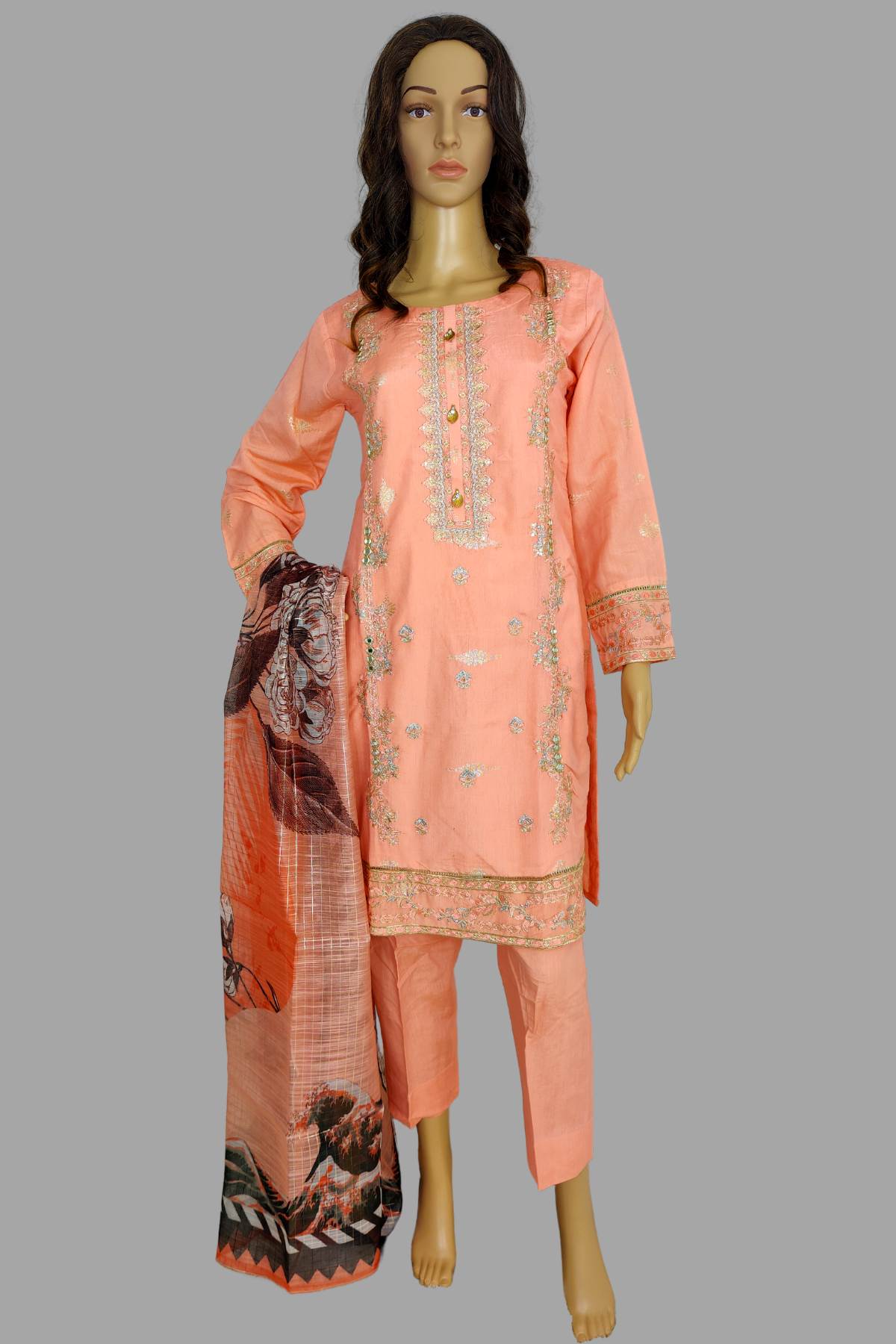 3 Piece Embroidered Loras Jacquard suit