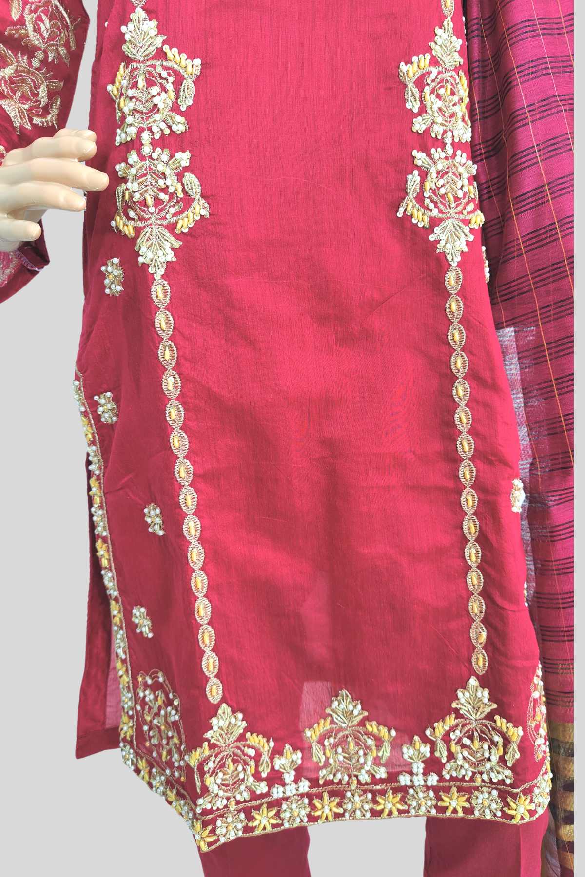 3 Piece Embroidered Paper Cotton suit
