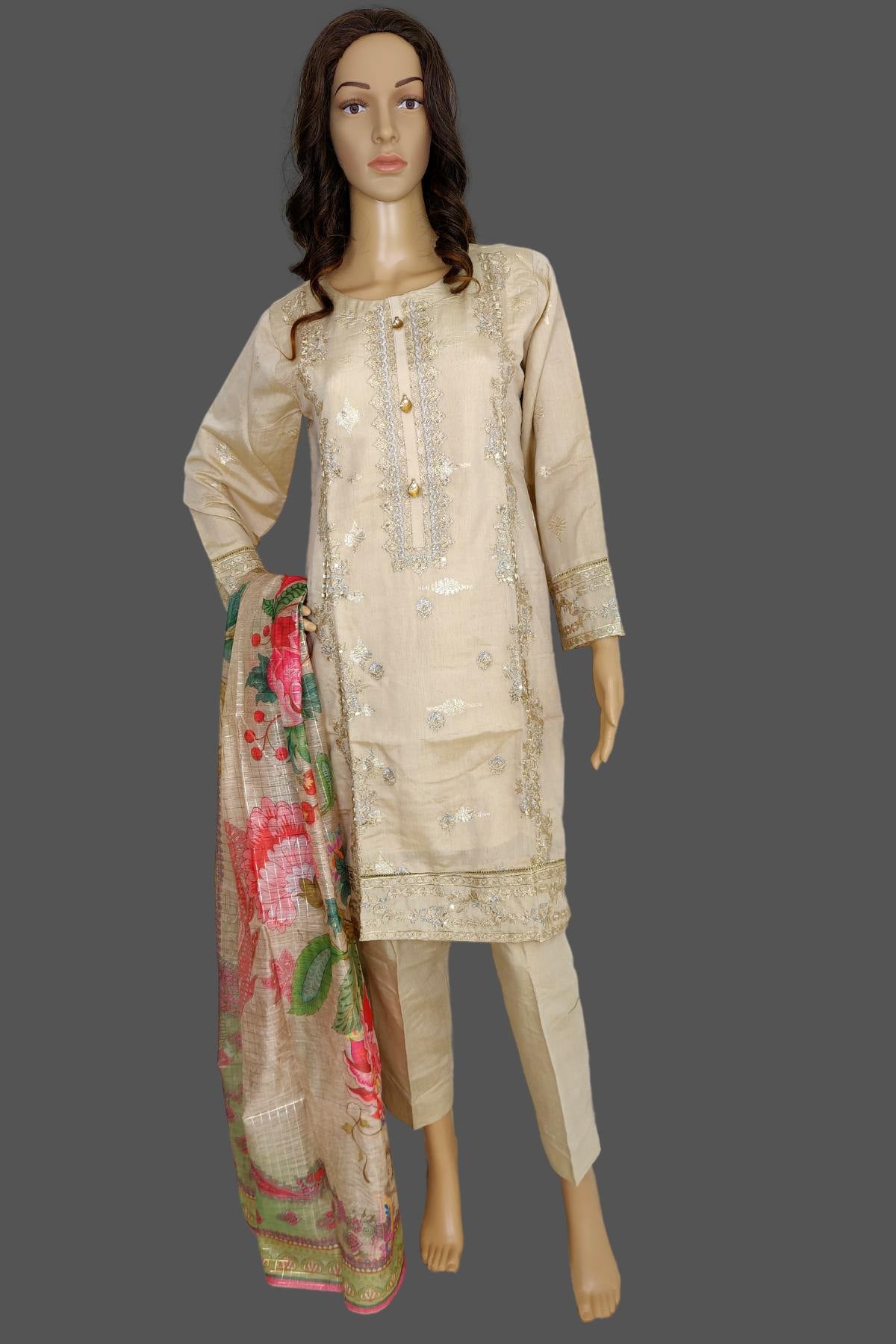 3 Piece Embroidered Loras Jacquard Suit