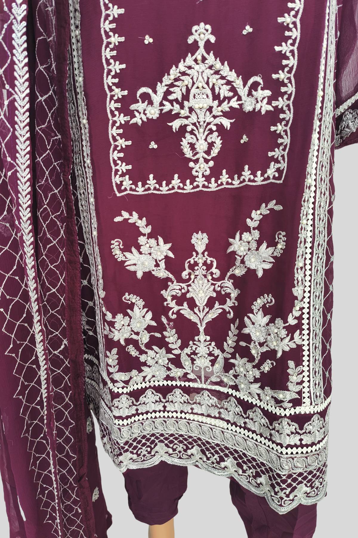 3 Piece Embroidered Chiffon Suit