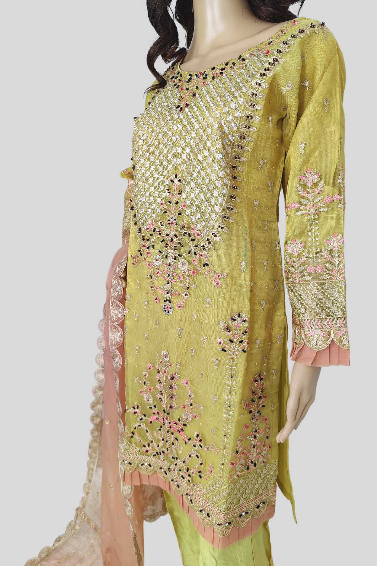 3 Piece Embroidered Khaadi Net Suit