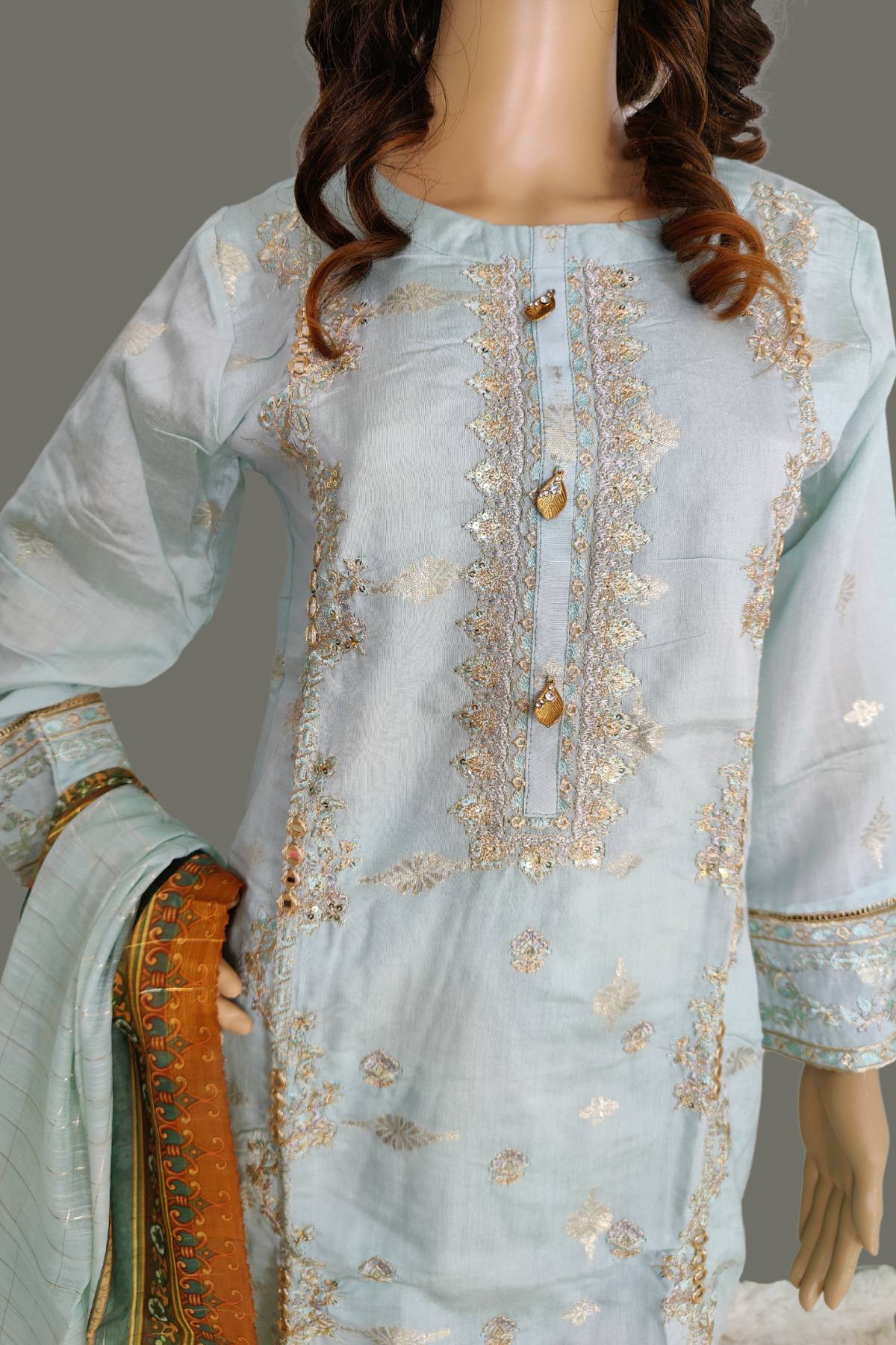 3 Piece Embroidered Loras Jacquard Suit