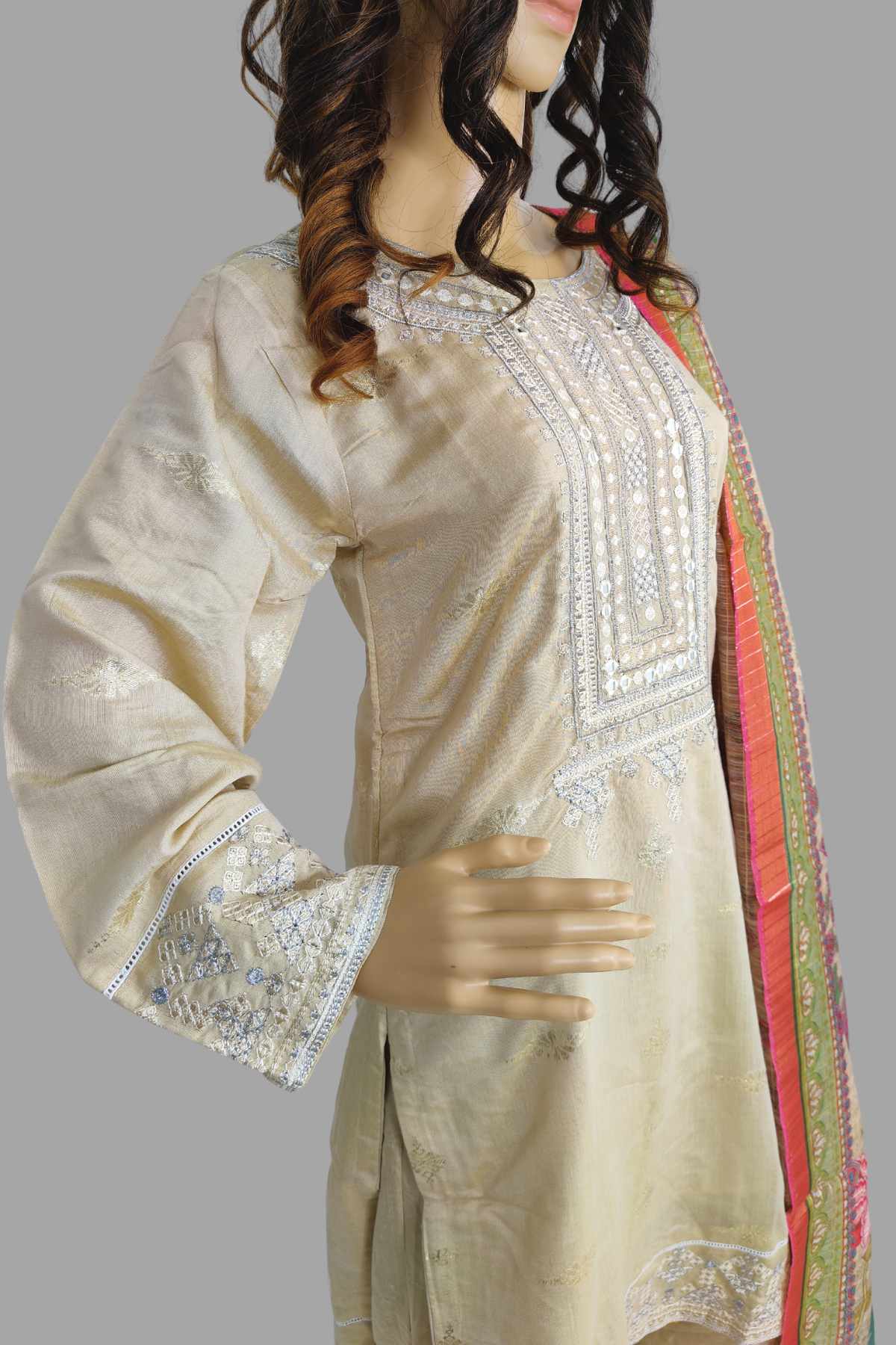 3 Piece Embroidered Jacquard Suit