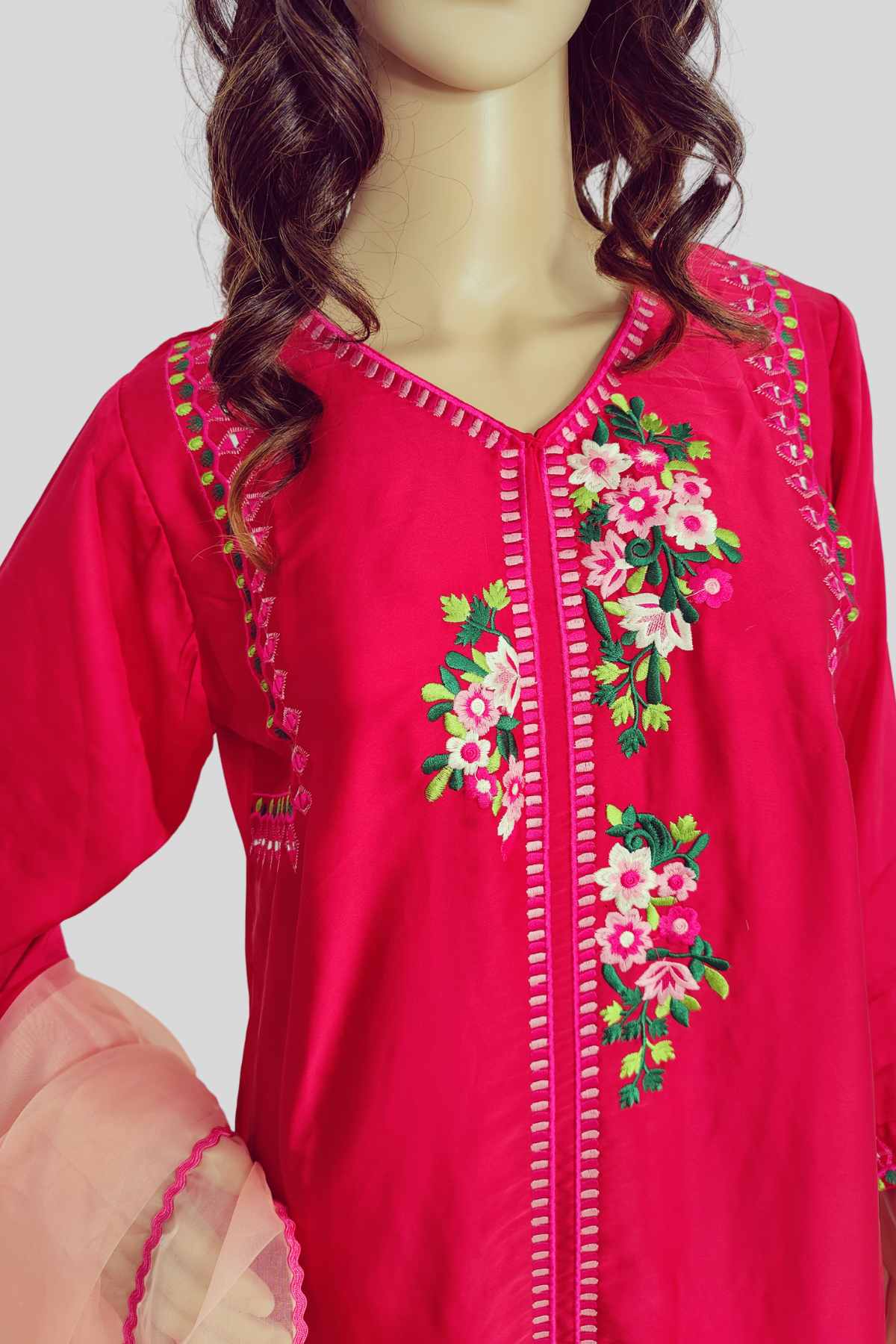 3 Piece Embroidered Silk Suit