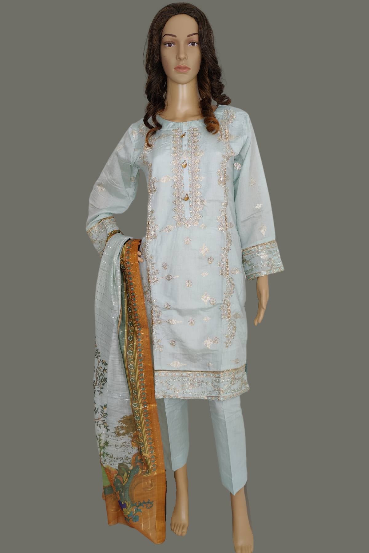 3 Piece Embroidered Loras Jacquard Suit