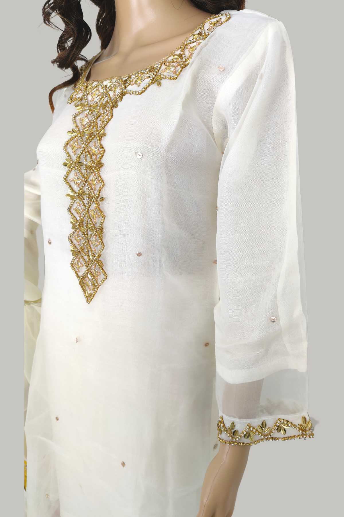 3 Piece Embroidered Organza Suit