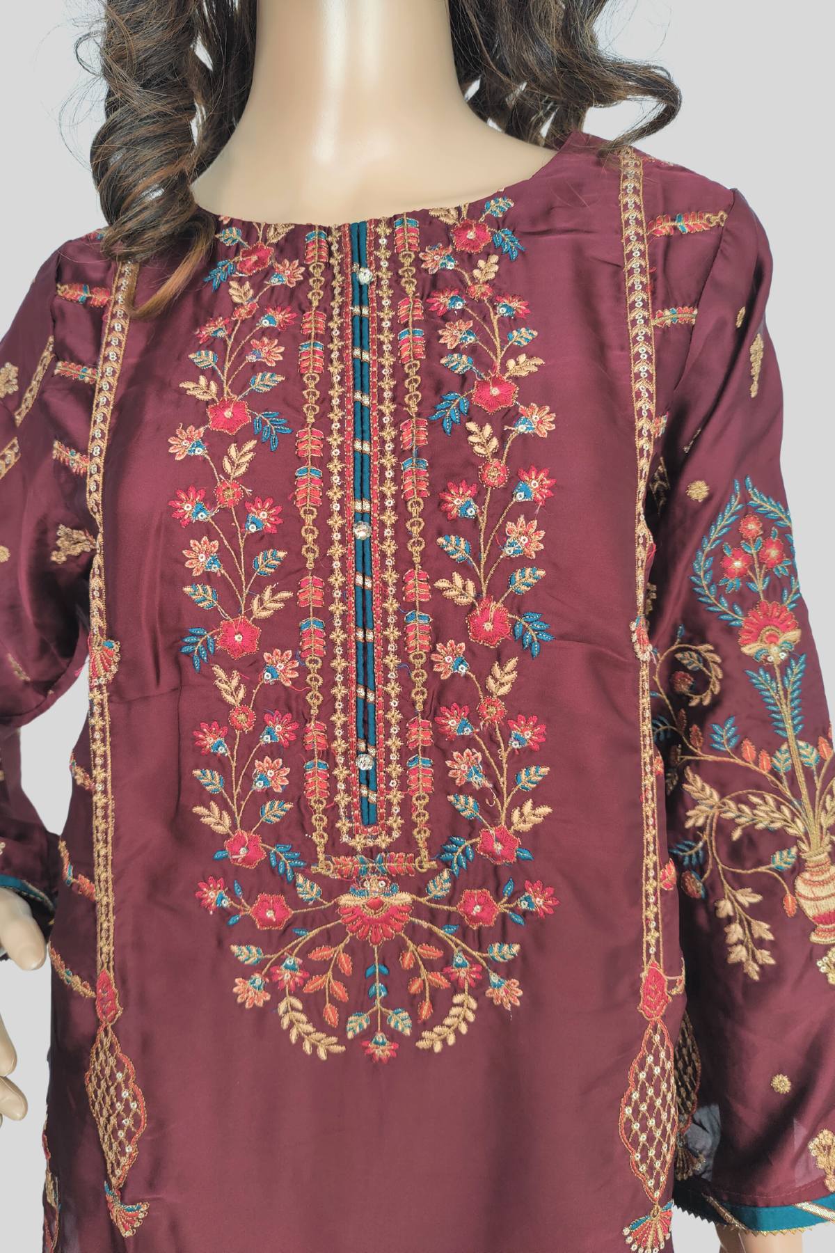 1 Piece Embroidered Silk Shirt/Kurta