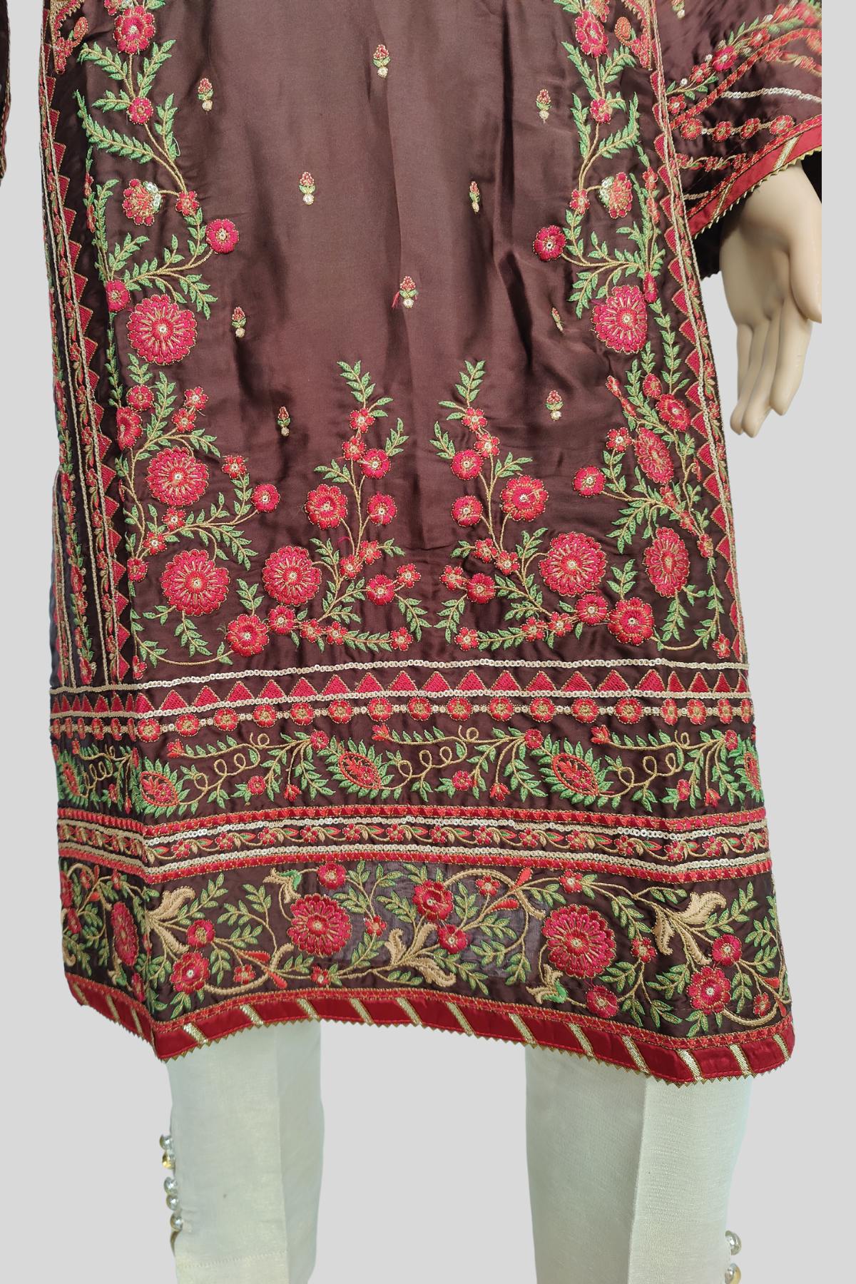 1 Piece Embroidered Silk Shirt/Kurta