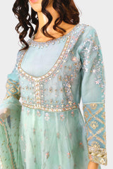 3 Piece Embroidered Organza Maxi/Frock Dress Suit