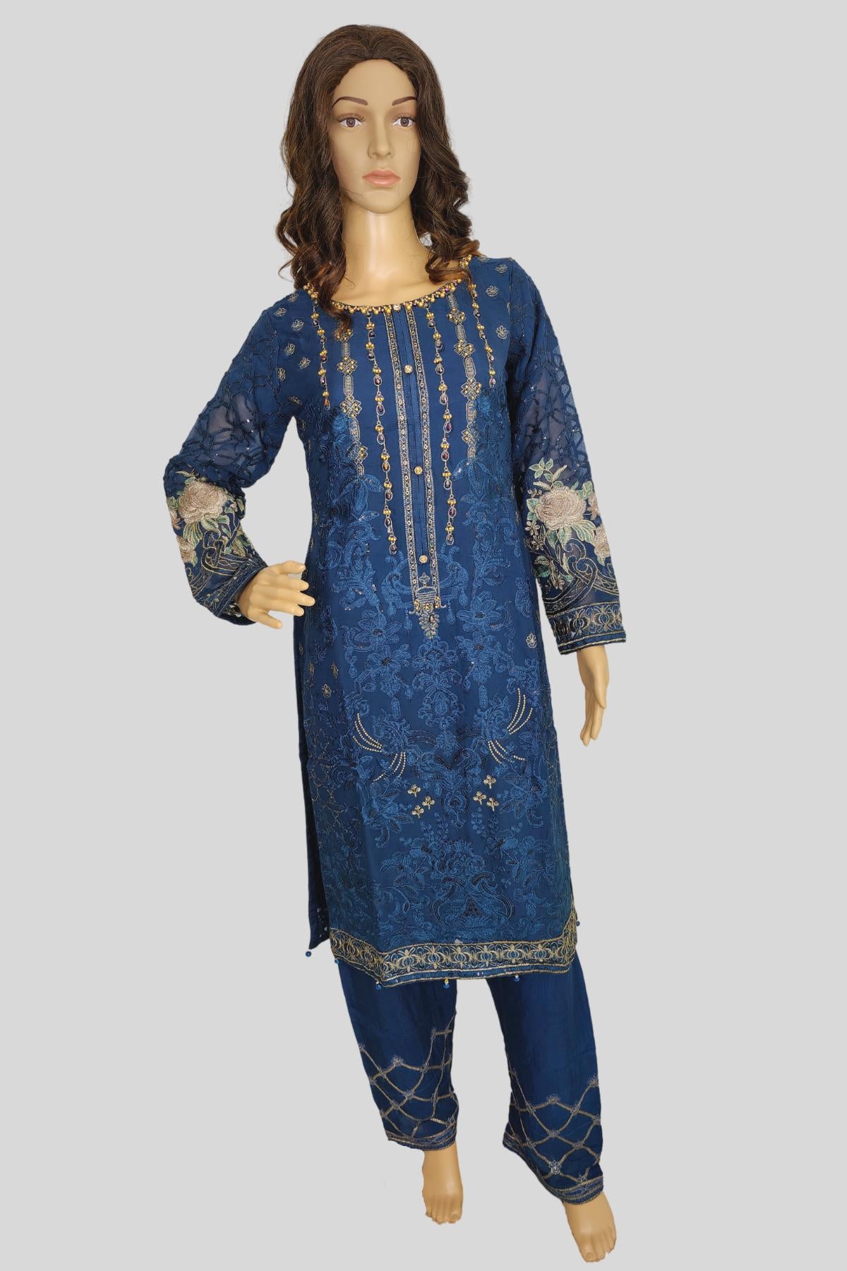 3 Piece Embroidered Chiffon Suit