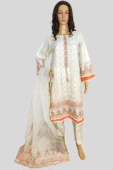 3 Piece Embroidered Organza Suit