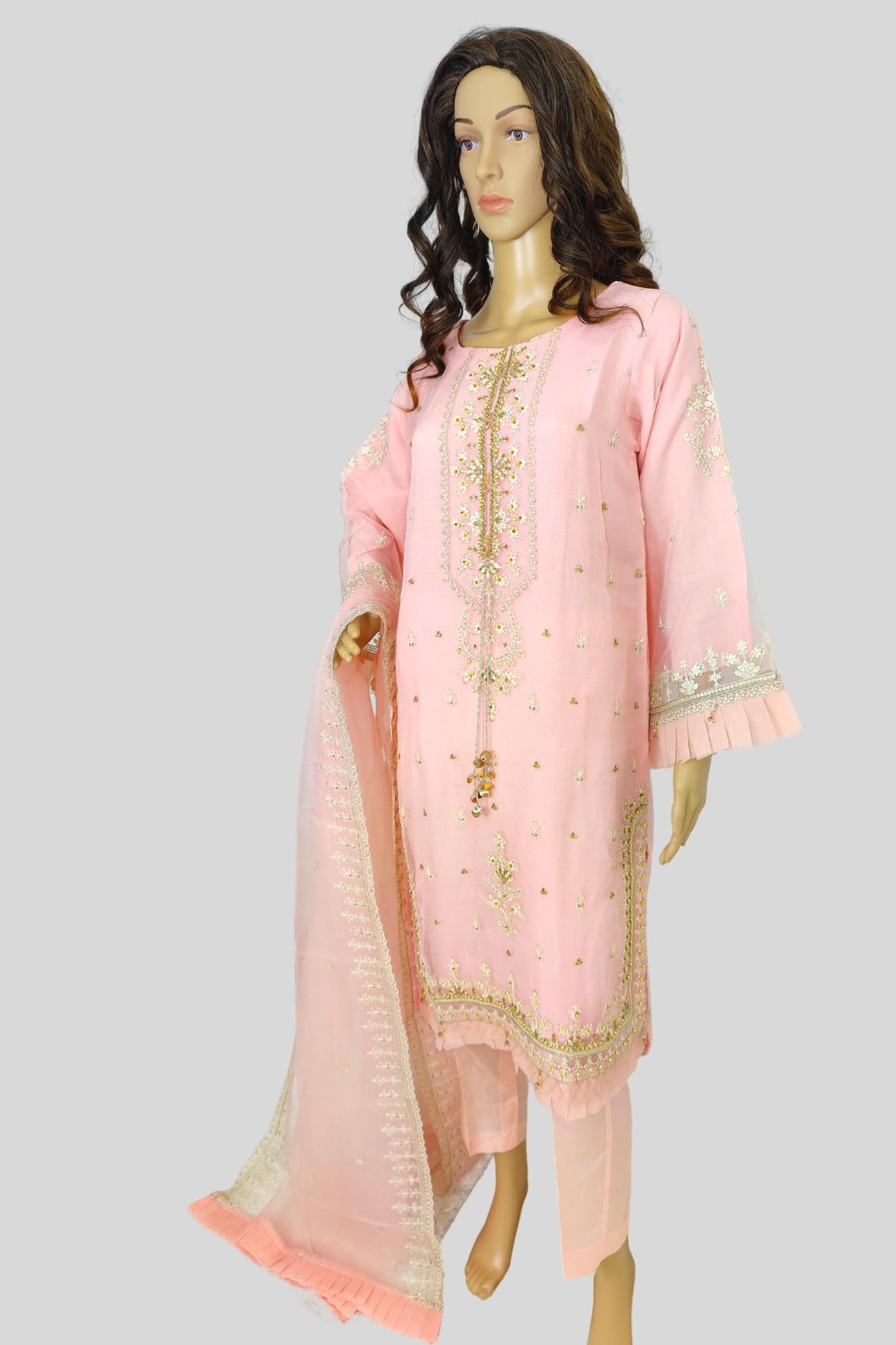 3 Piece Embroidered Organza Suit