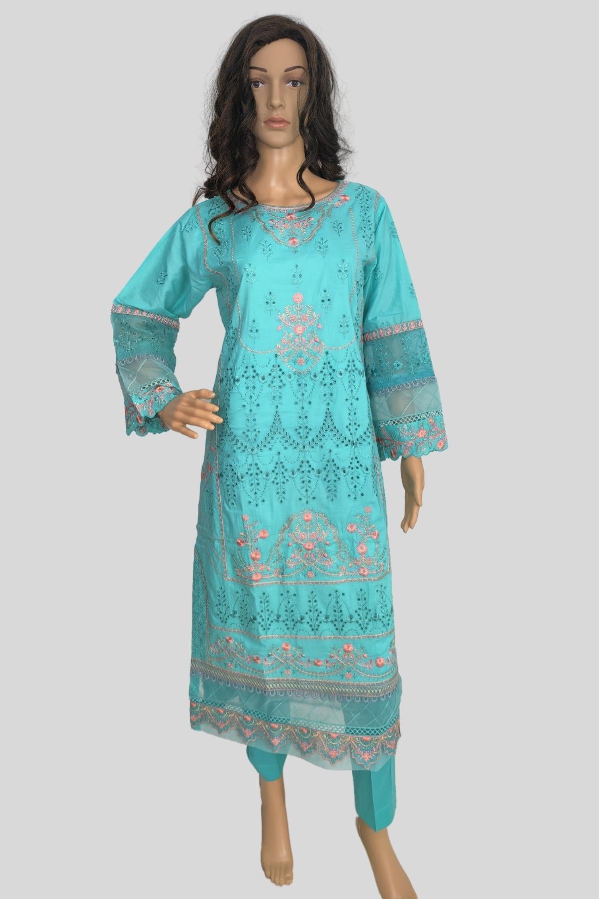 3 Piece Embroidered Chikan Kaari Suit