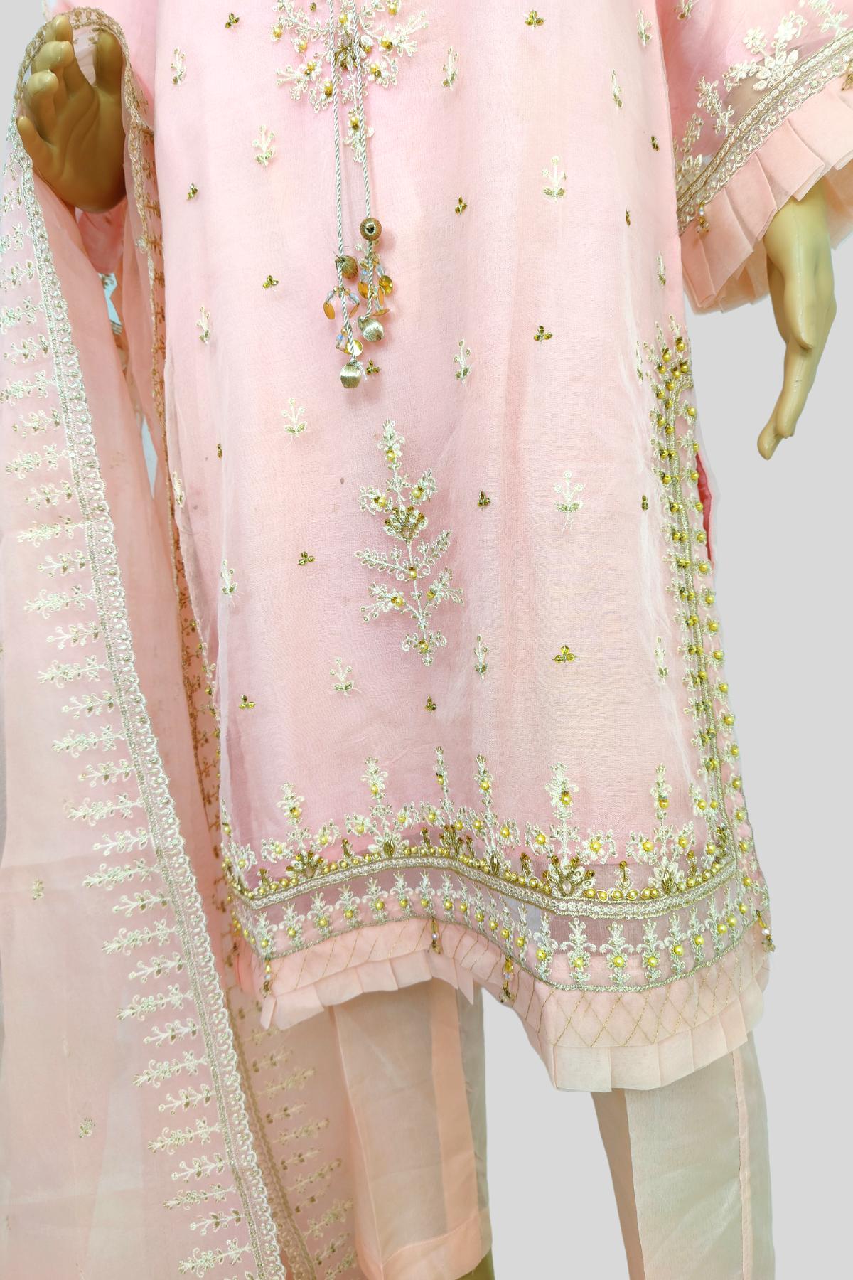3 Piece Embroidered Organza Suit